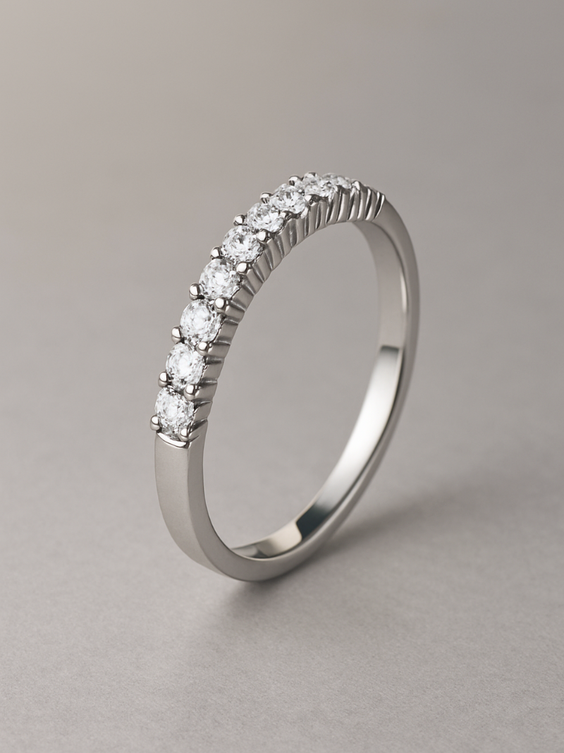 Dainty 925 Sterling Silver Ring – Elegant Thin Band with Shiny Zircon Crystals