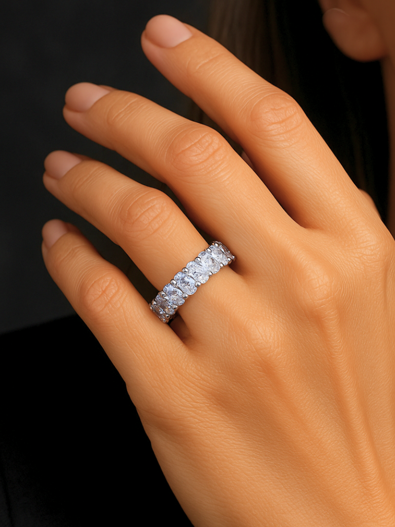 Luxurious 925 Sterling Silver Full Eternity Ring – Sparkling Zircon Stones