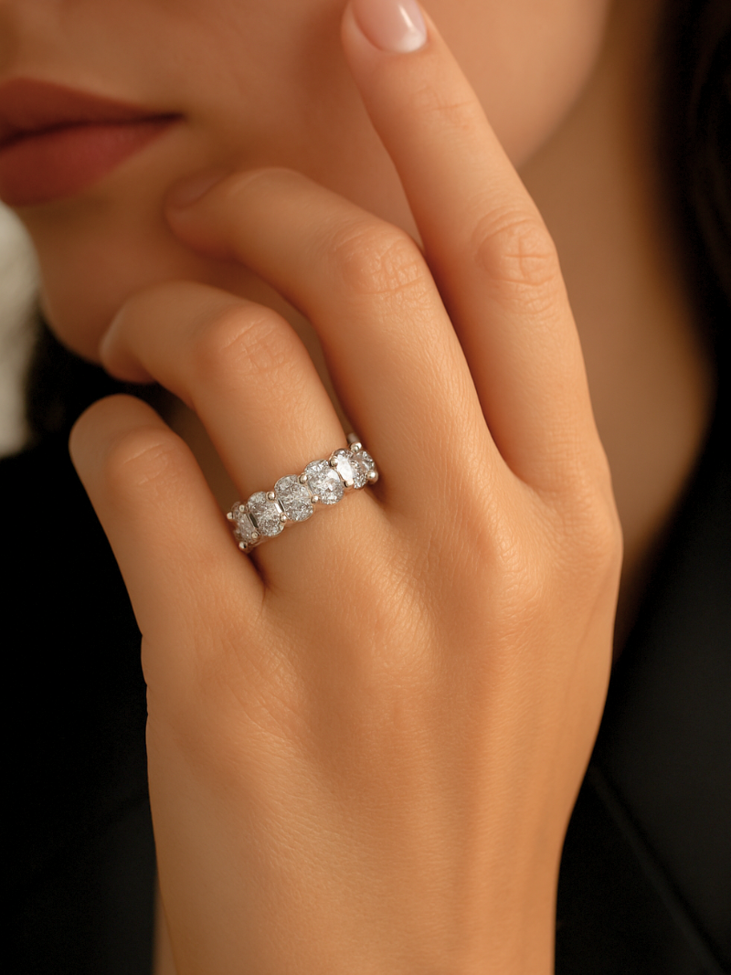 Luxurious 925 Sterling Silver Full Eternity Ring – Sparkling Zircon Stones