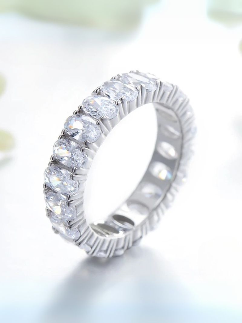 Luxurious 925 Sterling Silver Full Eternity Ring – Sparkling Zircon Stones