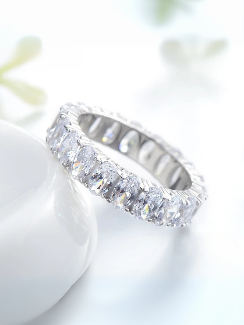 Luxurious 925 Sterling Silver Full Eternity Ring – Sparkling Zircon Stones