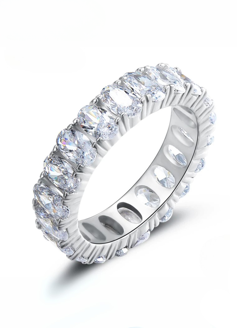 Luxurious 925 Sterling Silver Full Eternity Ring – Sparkling Zircon Stones