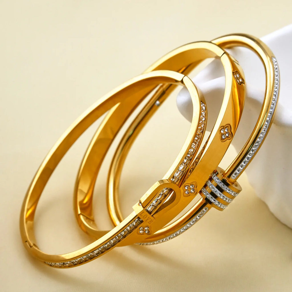 Luxury Gold-Plated Stainless Steel Bracelet Set – Elegant & Tarnish-Free