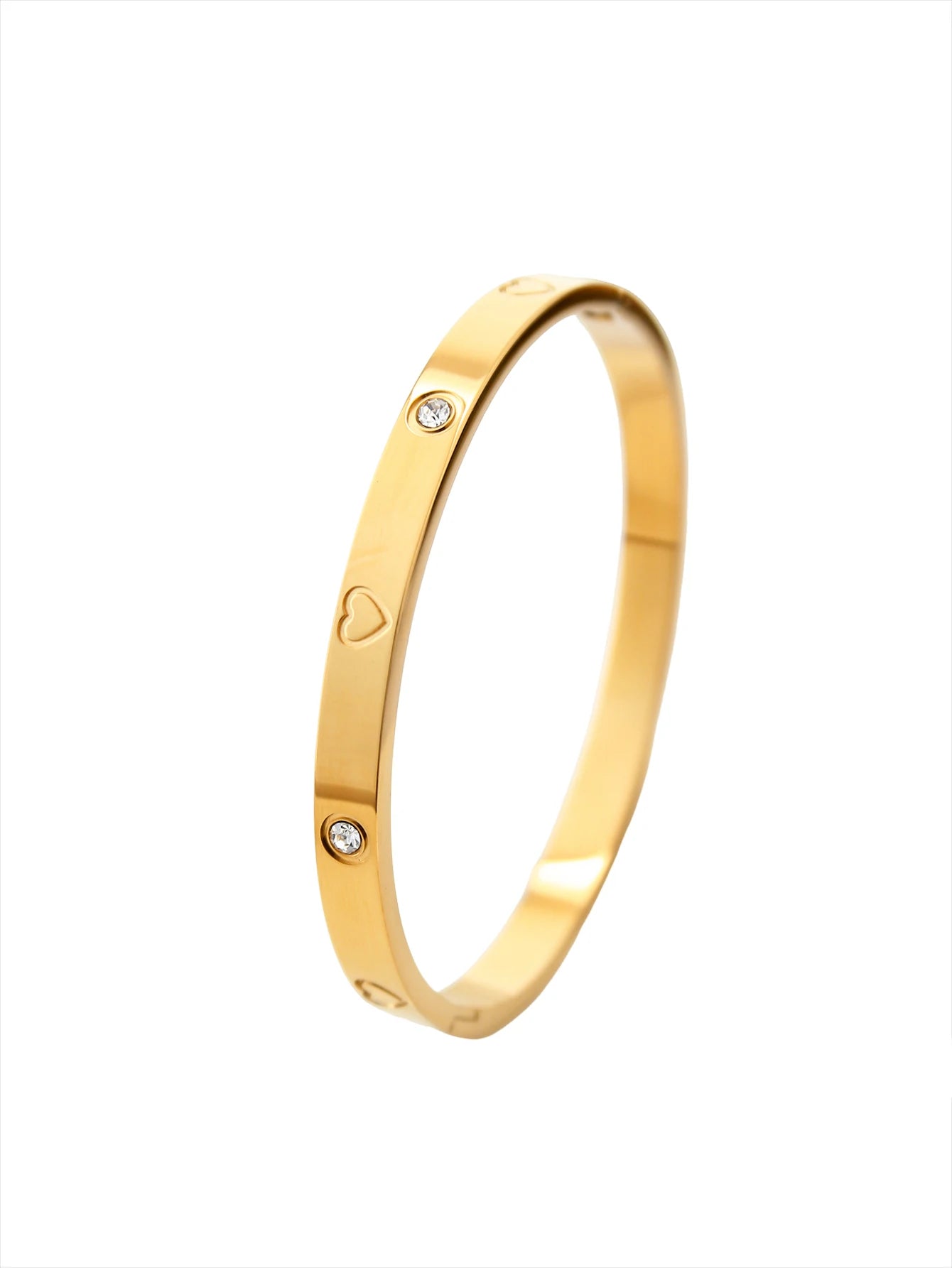 Elegant French-Style 18K Gold-Plated Stainless Steel Bracelet – Clover & Diamond Pattern