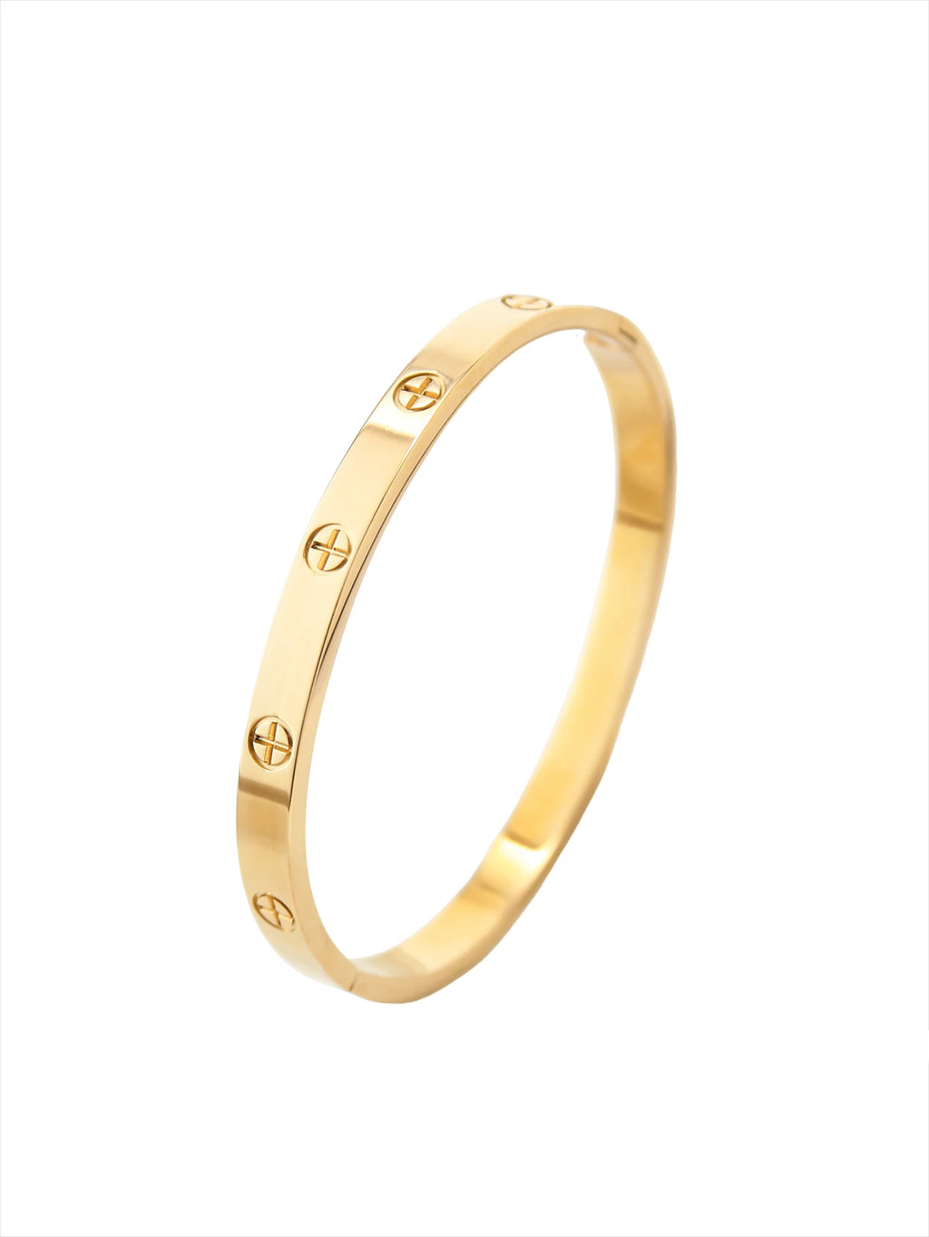 Elegant French-Style 18K Gold-Plated Stainless Steel Bracelet – Clover & Diamond Pattern